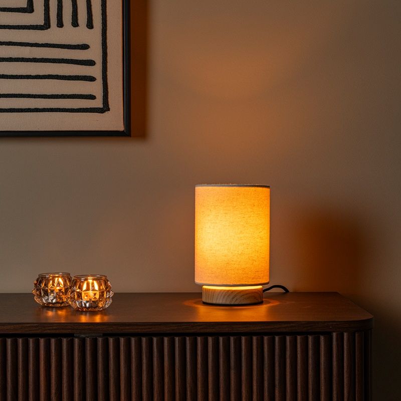 Lampe de table Japandi beige, Albane, avec interrupteur