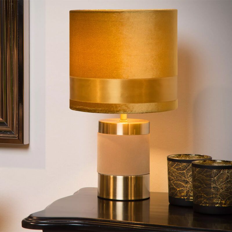 Lampe de table rétro jaune, Extravaganza Frizzle, avec interrupteur Lampe de table rétro jaune, Extravaganza Frizzle, avec interrupteur