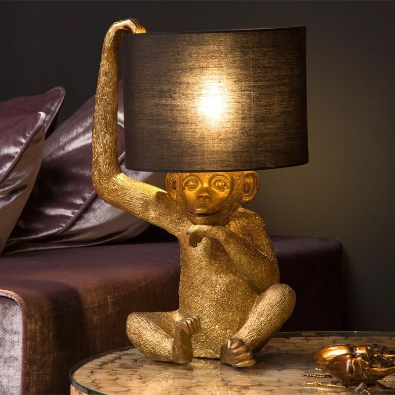 Lampe de table rétro dorée, Extravaganza Chimp, avec interrupteur