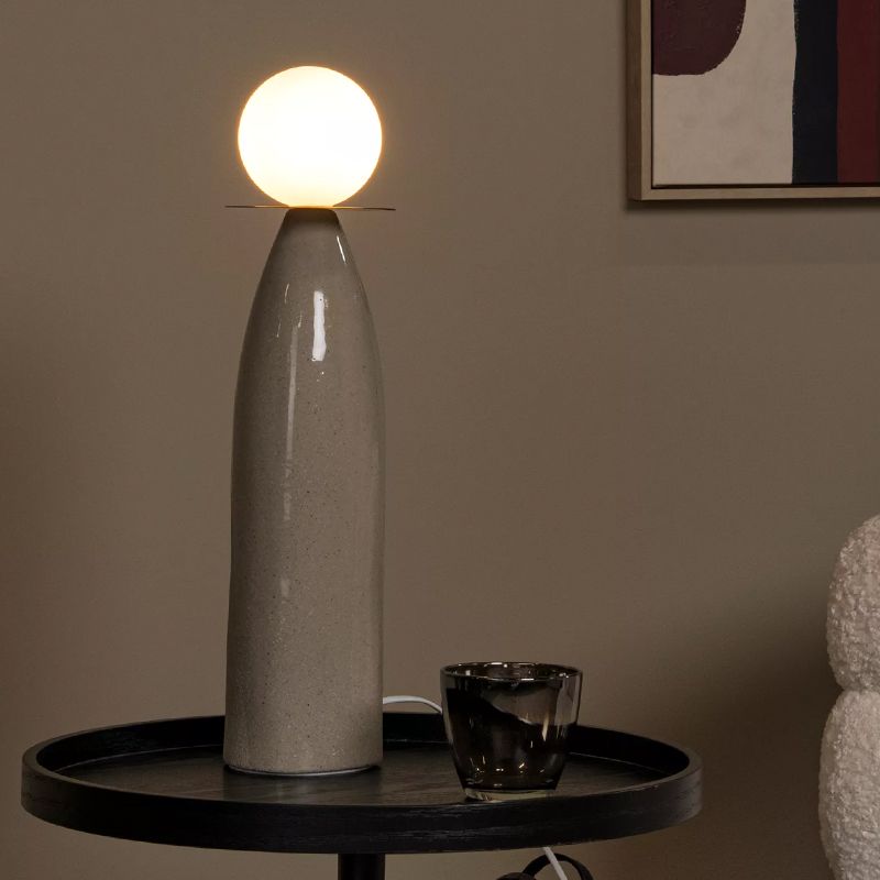Lampe de table en céramique grise, Figaro, avec interrupteur