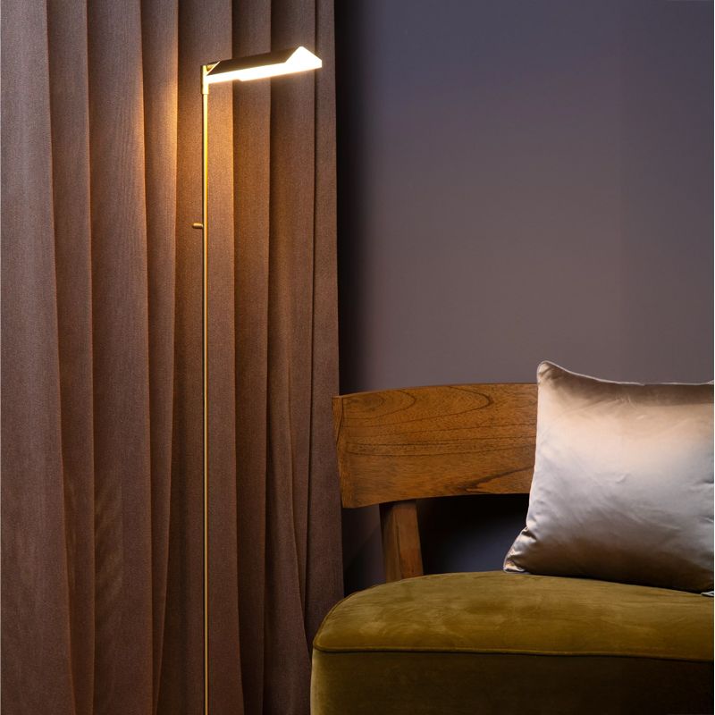 Lampadaire liseuse moderne laiton, Aaron, 12W, 2700K LED, avec variateur tactile