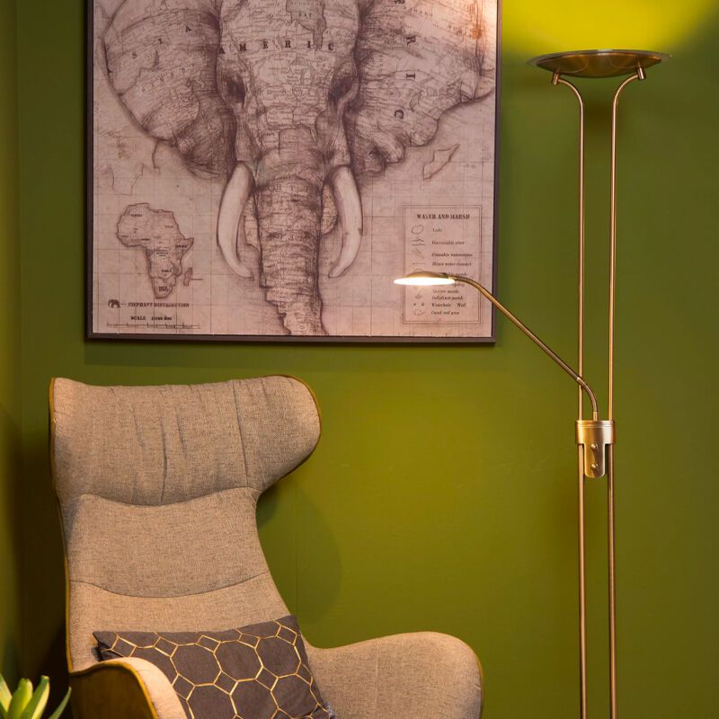 Lampadaire liseuse moderne bronze, Champion, 20W, 3000K LED, avec interrupteur