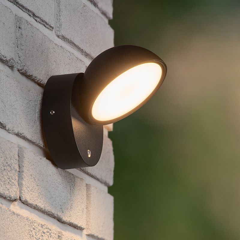 Applique extérieur avec capteur crépusculaire moderne noire, Finn, 12W, 3000K LED, IP54