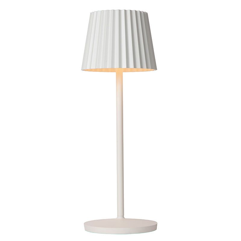 Lampe de table extérieur rustique blanche, Justine, 2W, 2700K LED, IP54, avec variateur tactile