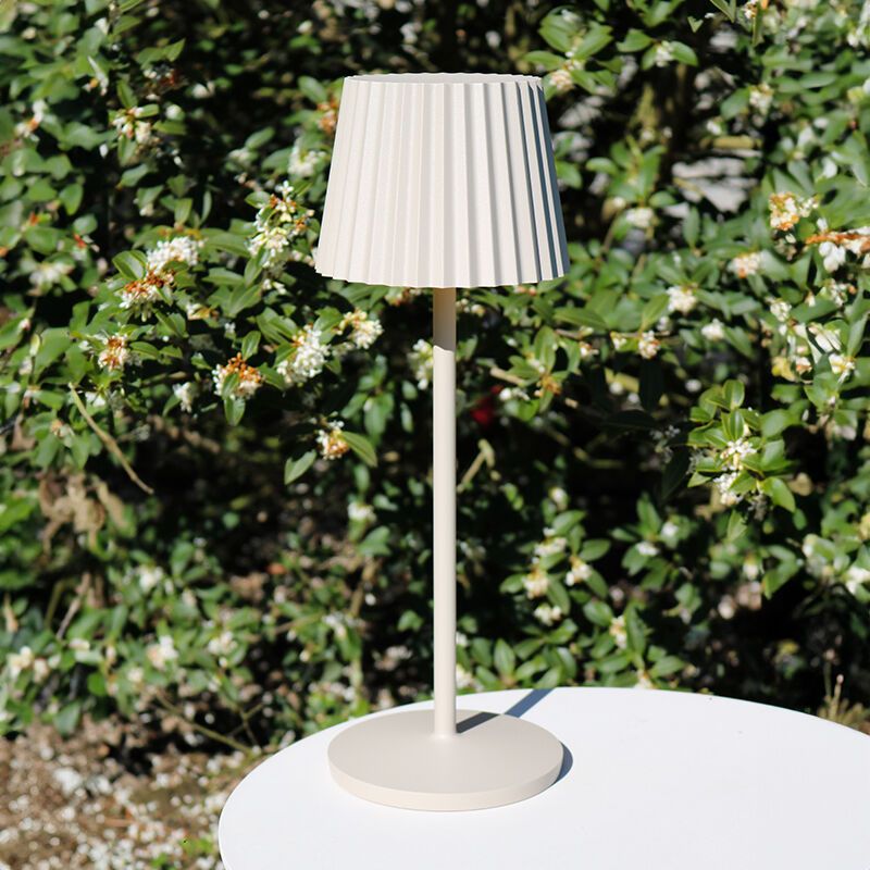 Lampe de table extérieur rustique beige, Justine, 2W, 2700K LED, IP54, avec variateur tactile Lampe de table extérieur rustique beige, Justine, 2W, 2700K LED, IP54, avec variateur tactile