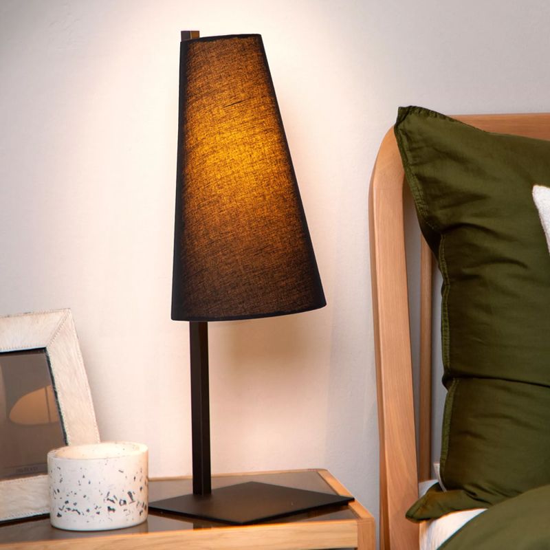 Lampe de table en tissu noire, Gregory, avec interrupteur