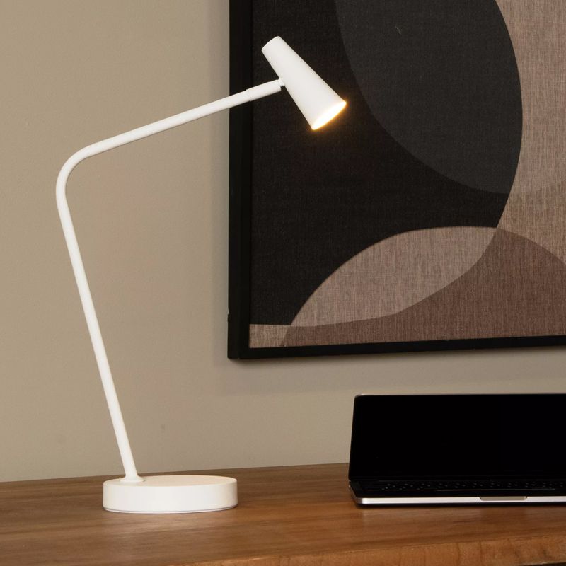 Lampe de table rechargeable moderne blanche, Stirling, 3W, 2700K LED, avec variateur tactile