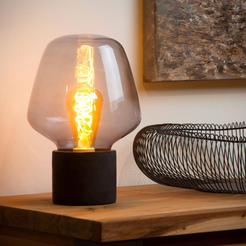 Lampe de table en béton grise, Becky, avec interrupteur Lampe de table en béton grise, Becky, avec interrupteur