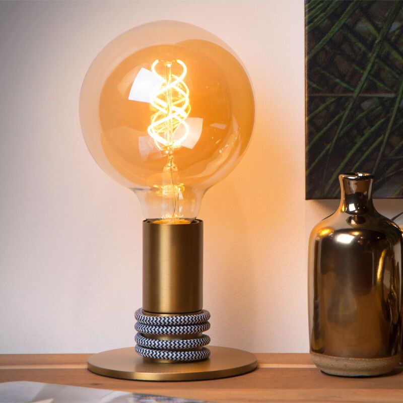 Lampe de table moderne dorée, Marit, avec interrupteur