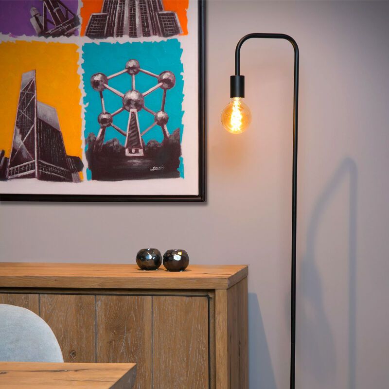 Lampadaire moderne noir, Lorin, avec interrupteur Lampadaire moderne noir, Lorin, avec interrupteur