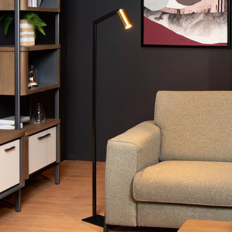 Lampadaire moderne noir, Sybil, avec interrupteur