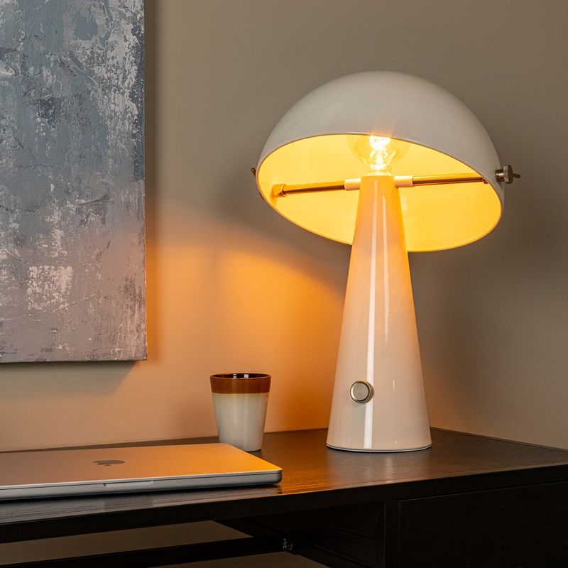 Lampe de table rétro beige, Barone, avec interrupteur
