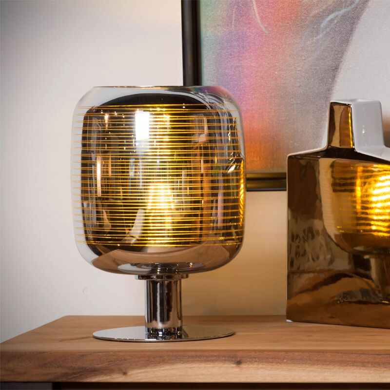 Lampe de table moderne chromée, Eryn, avec interrupteur Lampe de table moderne chromée, Eryn, avec interrupteur