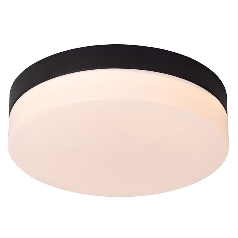 Plafonnier salle de bain en plastique noir, Biskit, 12W, 2700K LED, IP44