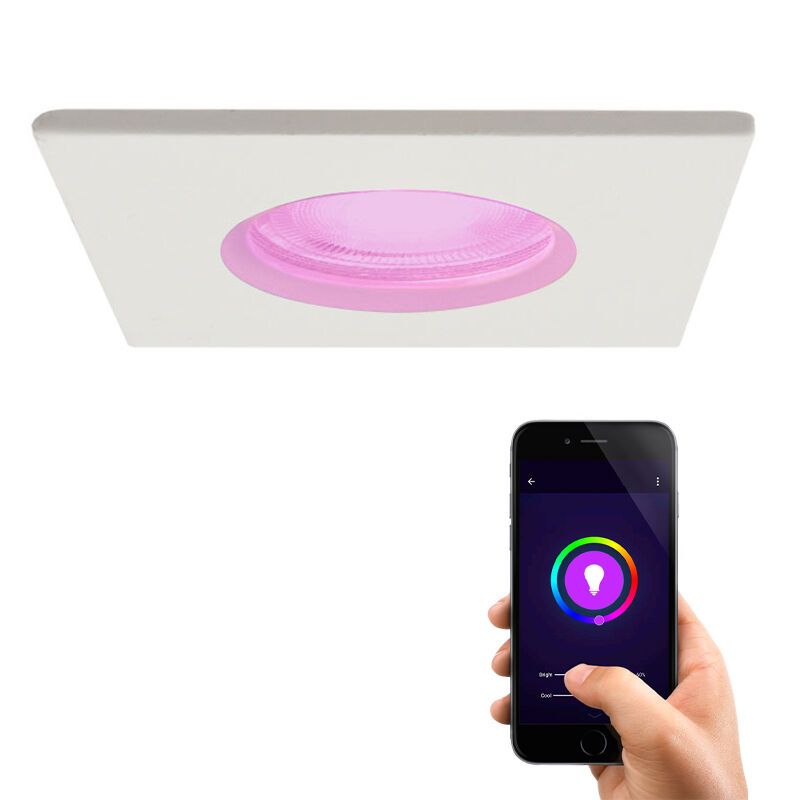 Spot encastré connecté blanc moderne, Jule, IP65, 4,5W, RGBW Spot encastré connecté blanc moderne, Jule, IP65, 4,5W, RGBW