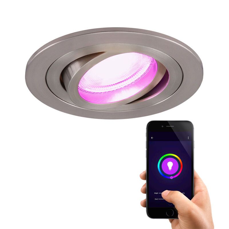 Spot encastré connecté chromé en aluminium, Scott, 4,5W, RGBW