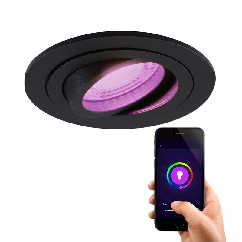 Spot encastré connecté noir en aluminium, Scott, 4,5W, RGBW