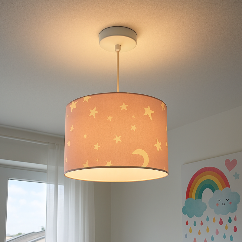 Suspension pour enfants rose en tissu, Stars Suspension pour enfants rose en tissu, Stars