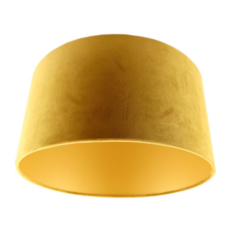 Abat-jour en velours jaune Milene, Tissu, moderne