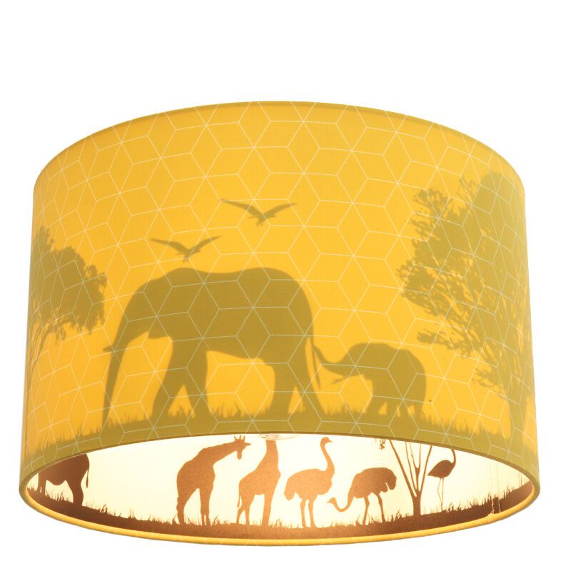 Plafonnier pour enfants jaune en tissu, Safari Plafonnier pour enfants jaune en tissu, Safari