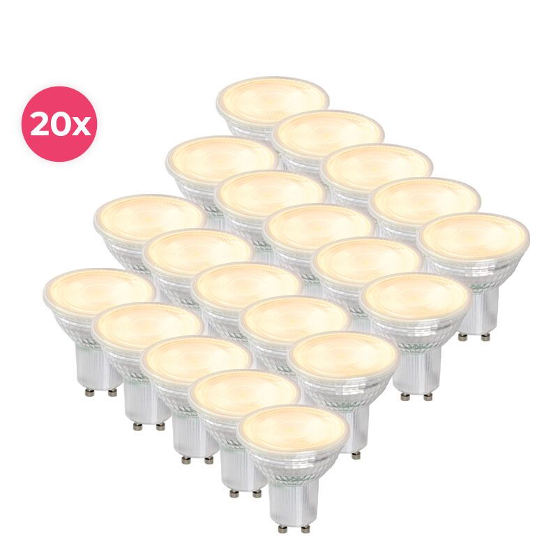 transparent LED GU10 20-pack tache Antonie, 3 Watt 2700K (Blanc Chaud)