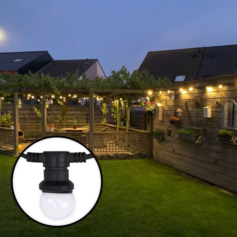 70m guirlande guinguette avec 70 dimmable ampoules transparantes