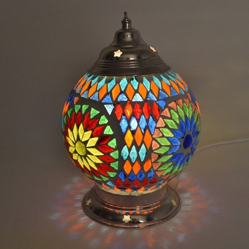 Lampe de table orientale multicolore mosaïque, Sabri