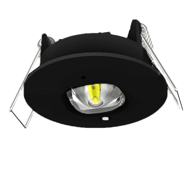 Spot encastrable noir pour éclairage de secours, 1W, LED 6000K, IP22 Spot encastrable noir pour éclairage de secours, 1W, LED 6000K, IP22