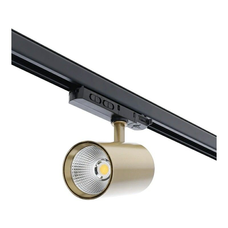 Spot triphasé en laiton Rozina, 10W/20W/30W, interrupteur blanc, dimmable, Pro Spot triphasé en laiton Rozina, 10W/20W/30W, interrupteur blanc, dimmable, Pro