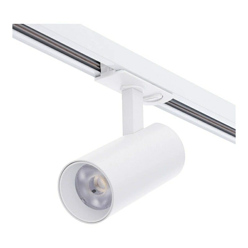Spot de système de rail monophasé en aluminium blanc, Enno, 10W, white switch LED