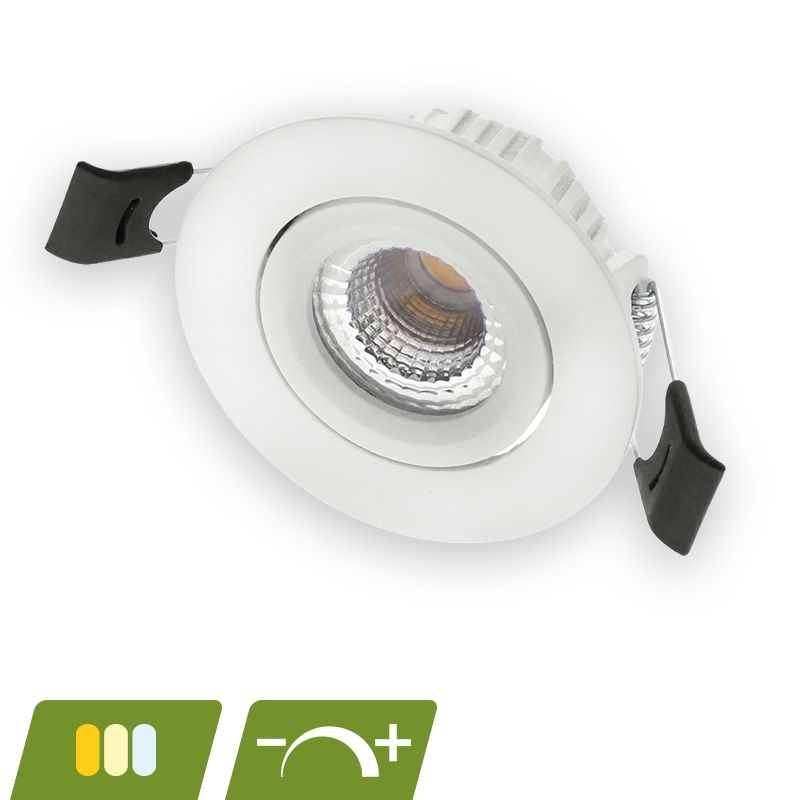 Downlight en aluminium blanc, Phyllis, 5W, white switch LED, IP65