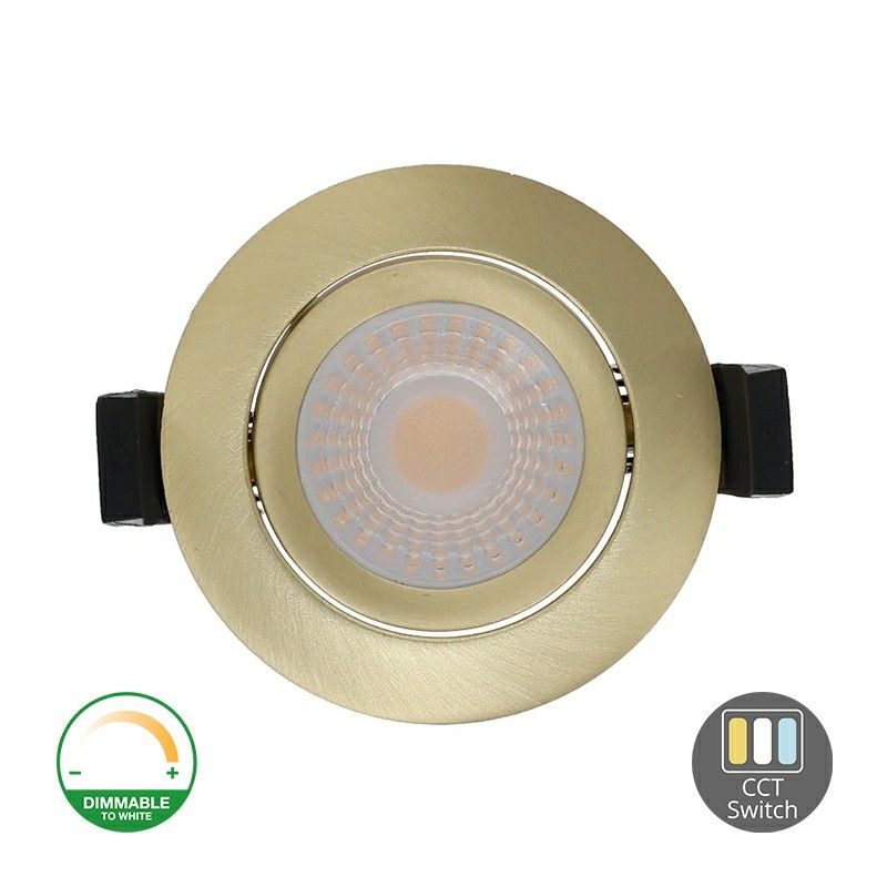 Downlight en aluminium laiton, Maite, 7W, white switch LED, IP65 Downlight en aluminium laiton, Maite, 7W, white switch LED, IP65