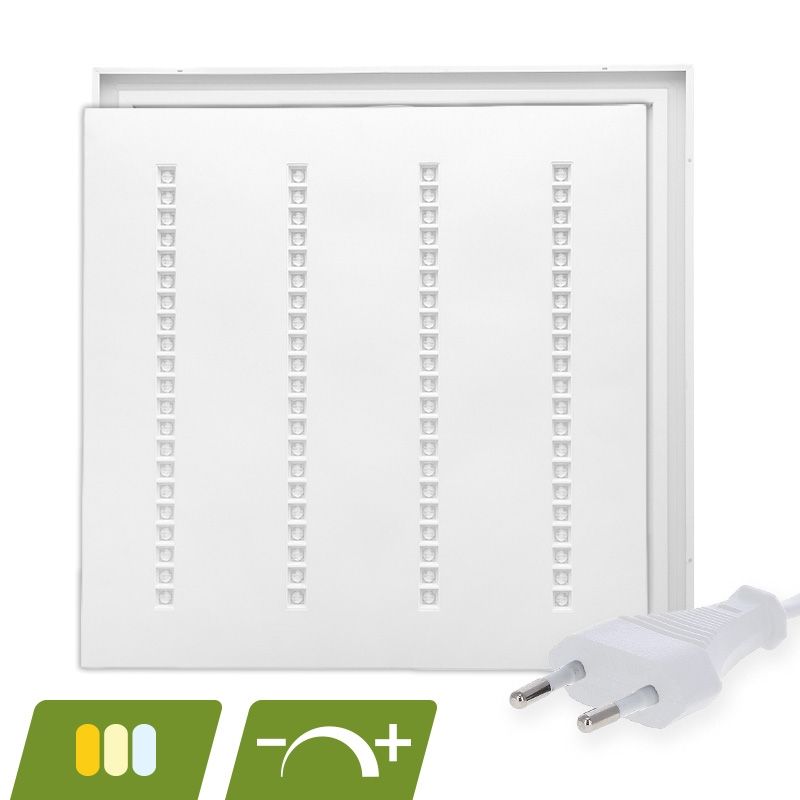 Panneau LED à persiennes 60x60 - 30W - interrupteur blanc - dimmable - UGR <16