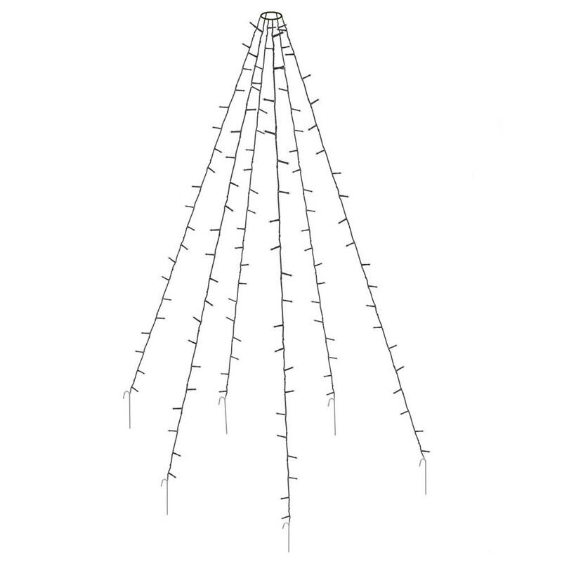 Éclairage extérieur mât, 192 LED, 6 brins de 2m, sans mât