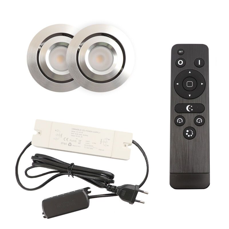 2 spots veranda orientable Rona, IP44, avec kit de connexion et télécommande, chromé 2 spots veranda orientable Rona, IP44, avec kit de connexion et télécommande, chromé