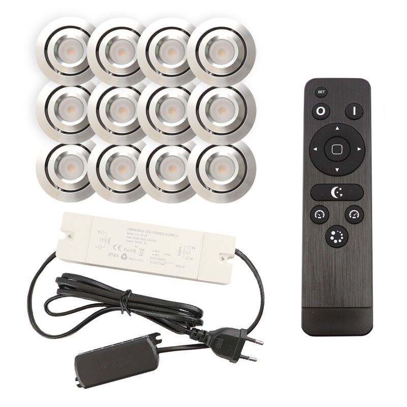 12 spots veranda orientable Rona, IP44, avec kit de connexion et télécommande, chromé 12 spots veranda orientable Rona, IP44, avec kit de connexion et télécommande, chromé