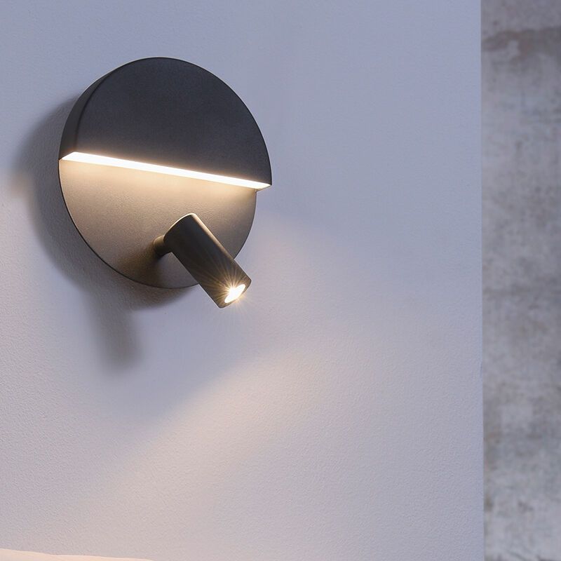 Applique murale design noire, Solo, 6W, 3000K LED, avec interrupteur