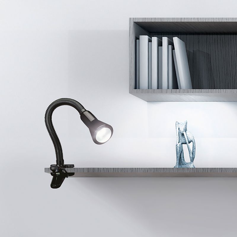 Spot à pince en plastique noir, Helin, avec interrupteur