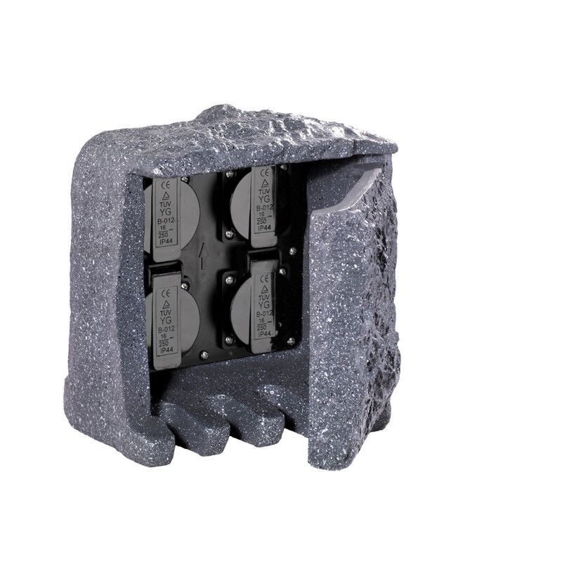 Multiprise extérieure moderne Fjelstervang, calcul, gris, IP44 Multiprise extérieure moderne Fjelstervang, calcul, gris, IP44