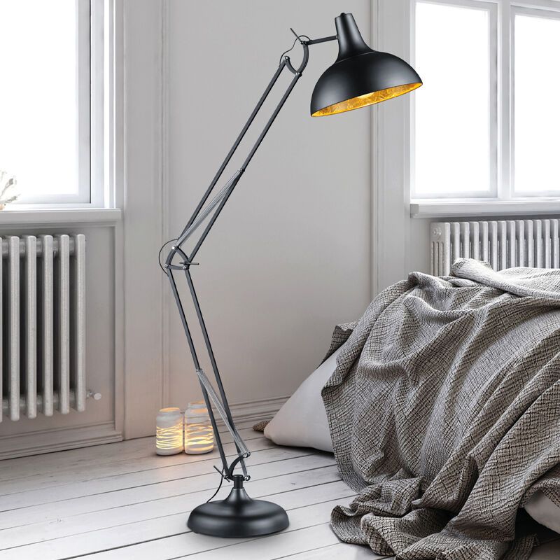 Lampadaire moderne noir, Benoit, avec interrupteur