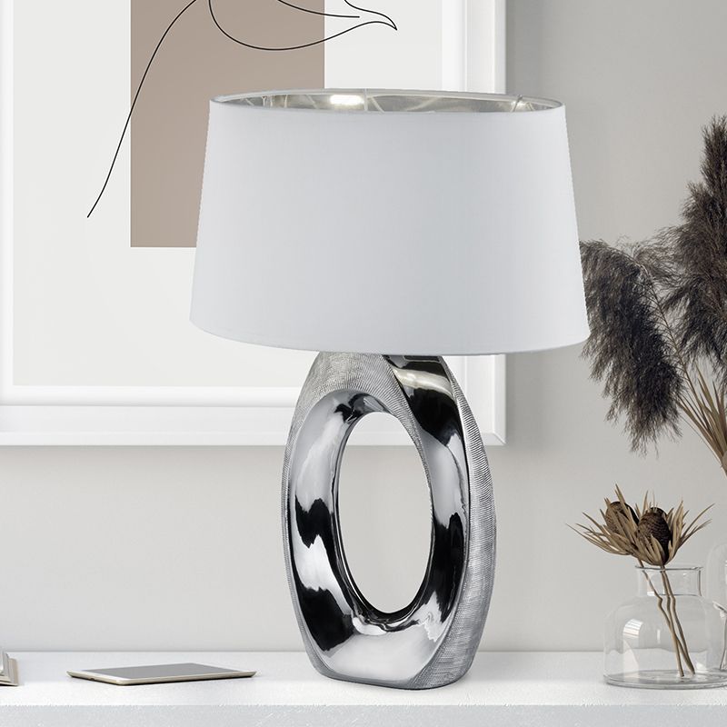 Lampe de table en céramique argentée, Moldrup, avec interrupteur