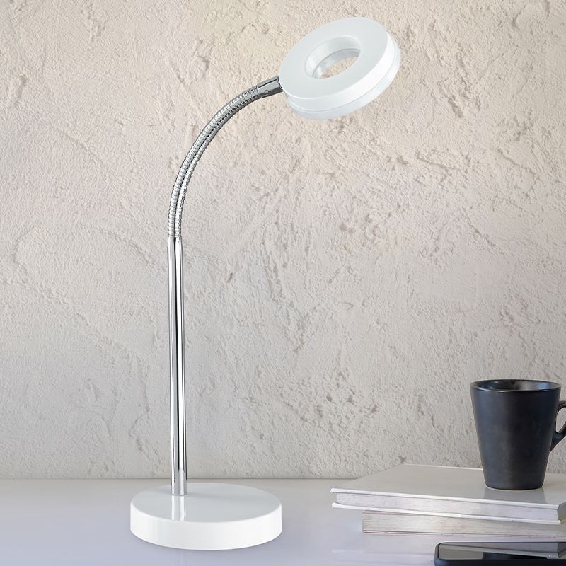 Lampe de bureau moderne blanche, Daley, 4W, 3000K LED, avec interrupteur