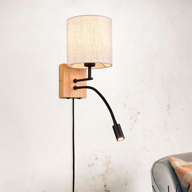 Applique murale en bois blanche, Fransien, avec interrupteur