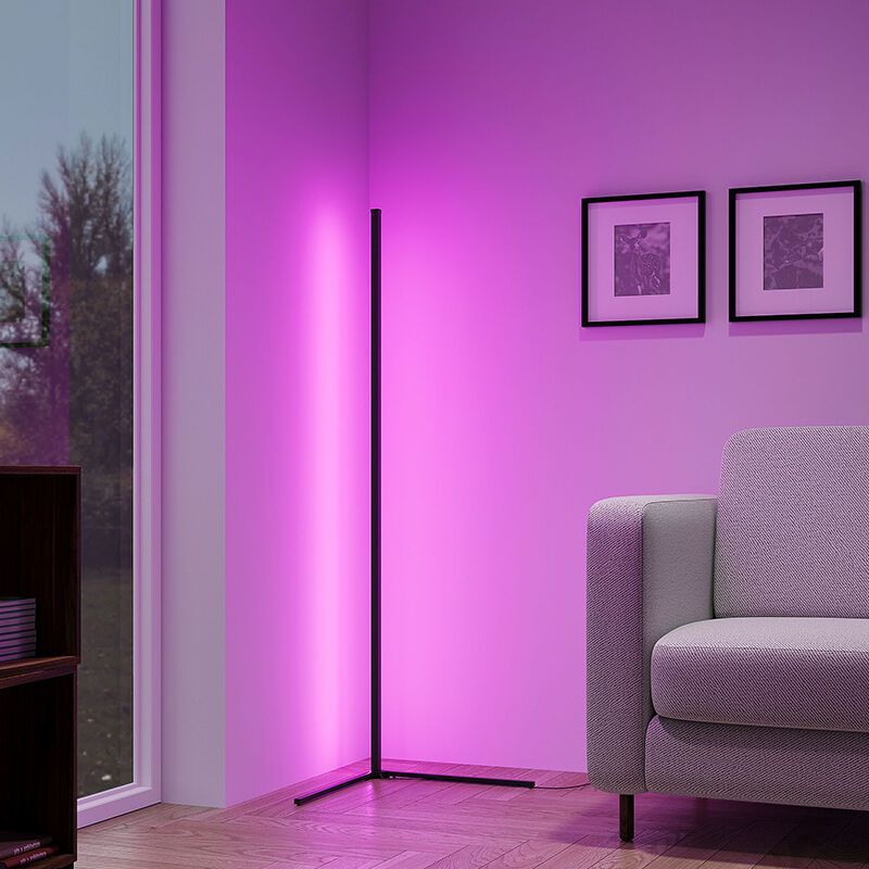 Lampadaire moderne noir, Erdal, 10W, RGB LED, avec télécommande Lampadaire moderne noir, Erdal, 10W, RGB LED, avec télécommande