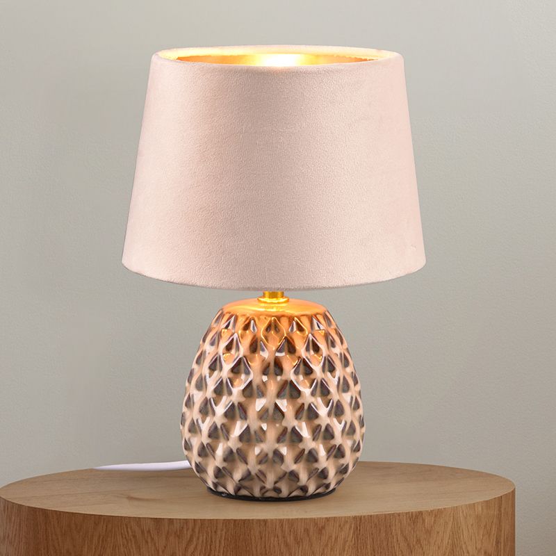Lampe de table en céramique beige, Anderson, avec interrupteur