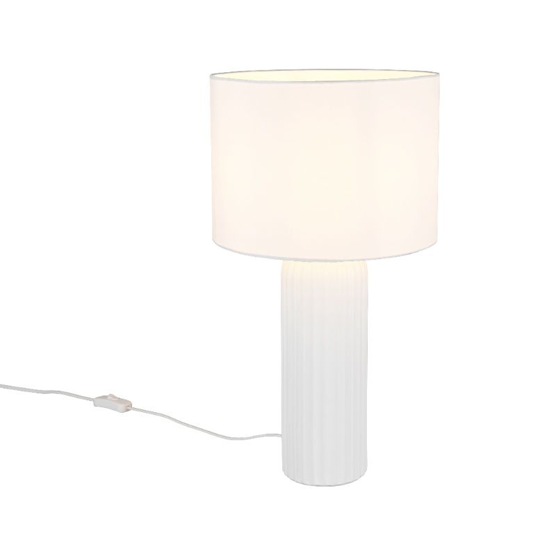 Lampe de table en céramique blanche, Nannette, avec interrupteur Lampe de table en céramique blanche, Nannette, avec interrupteur