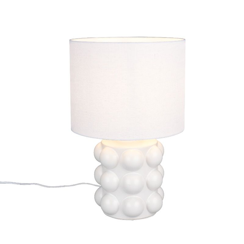 Lampe de table en céramique blanche, Cihad, avec interrupteur