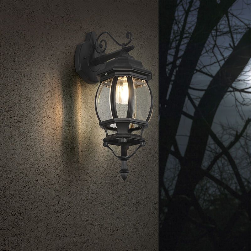 Luminaire extérieur classique noir, Evander, IP23 Luminaire extérieur classique noir, Evander, IP23