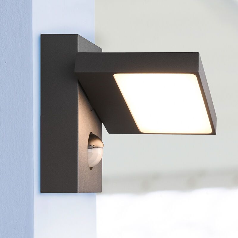 Applique extérieur avec détecteur de mouvement moderne anthracite, Tabita, 8W, 3000K LED, IP54