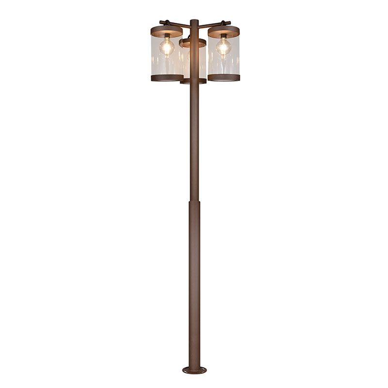 Lampadaire extérieur avec capteur crépusculaire moderne couleur rouille, Sambesi, IP44